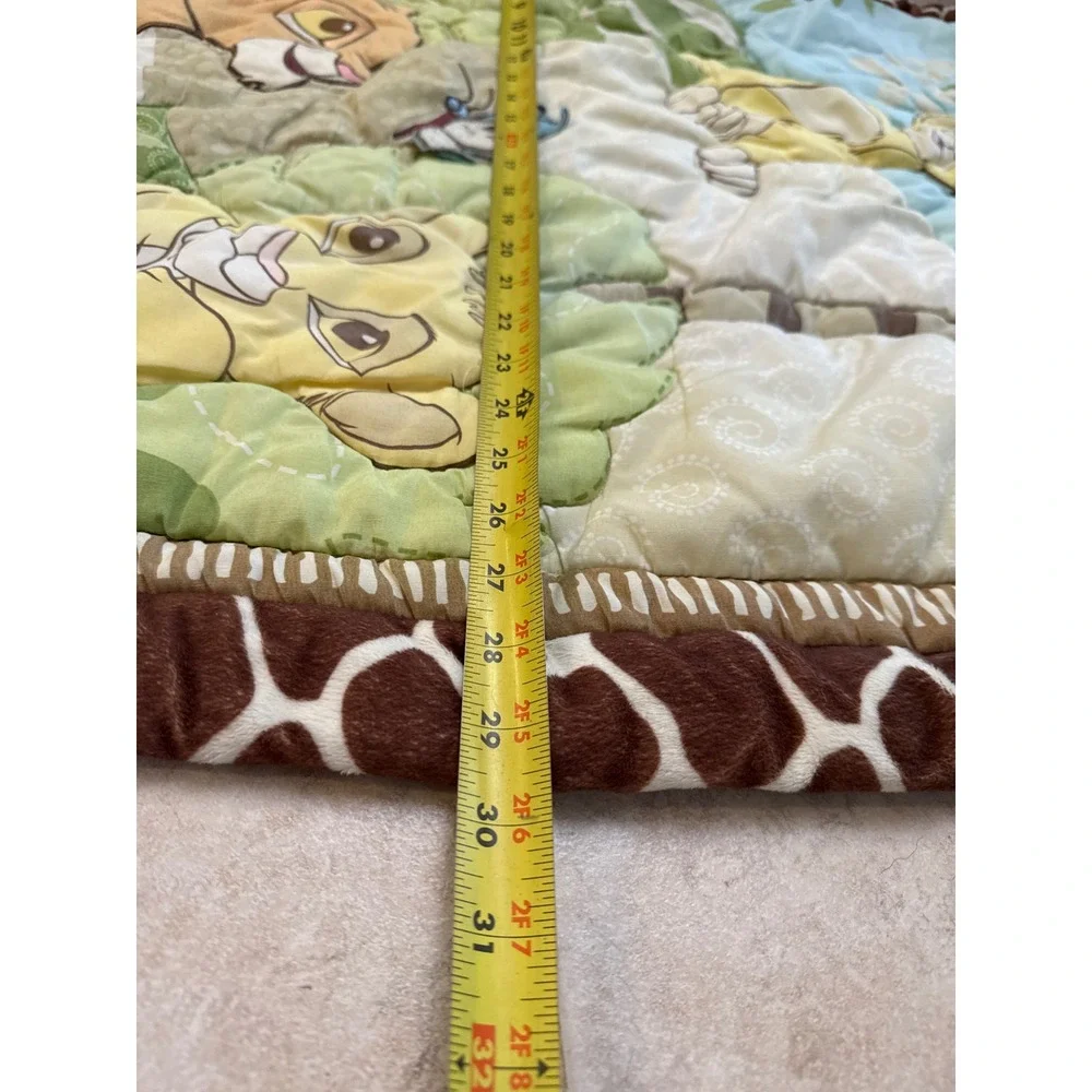 Disney Lion King Simba Jungle Safari Baby Quilt Blanket Applique Green Brown